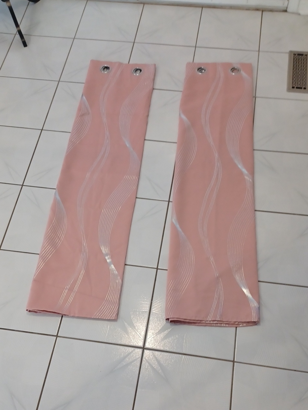 4/$30 Pink & Silver Curtains With Grommets - Set Of 2